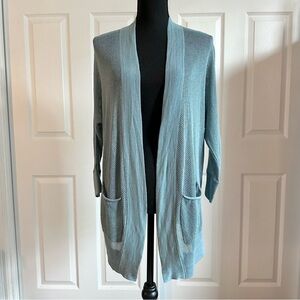 LOFT Antique Blue Waffle Knit Cardigan Sweater